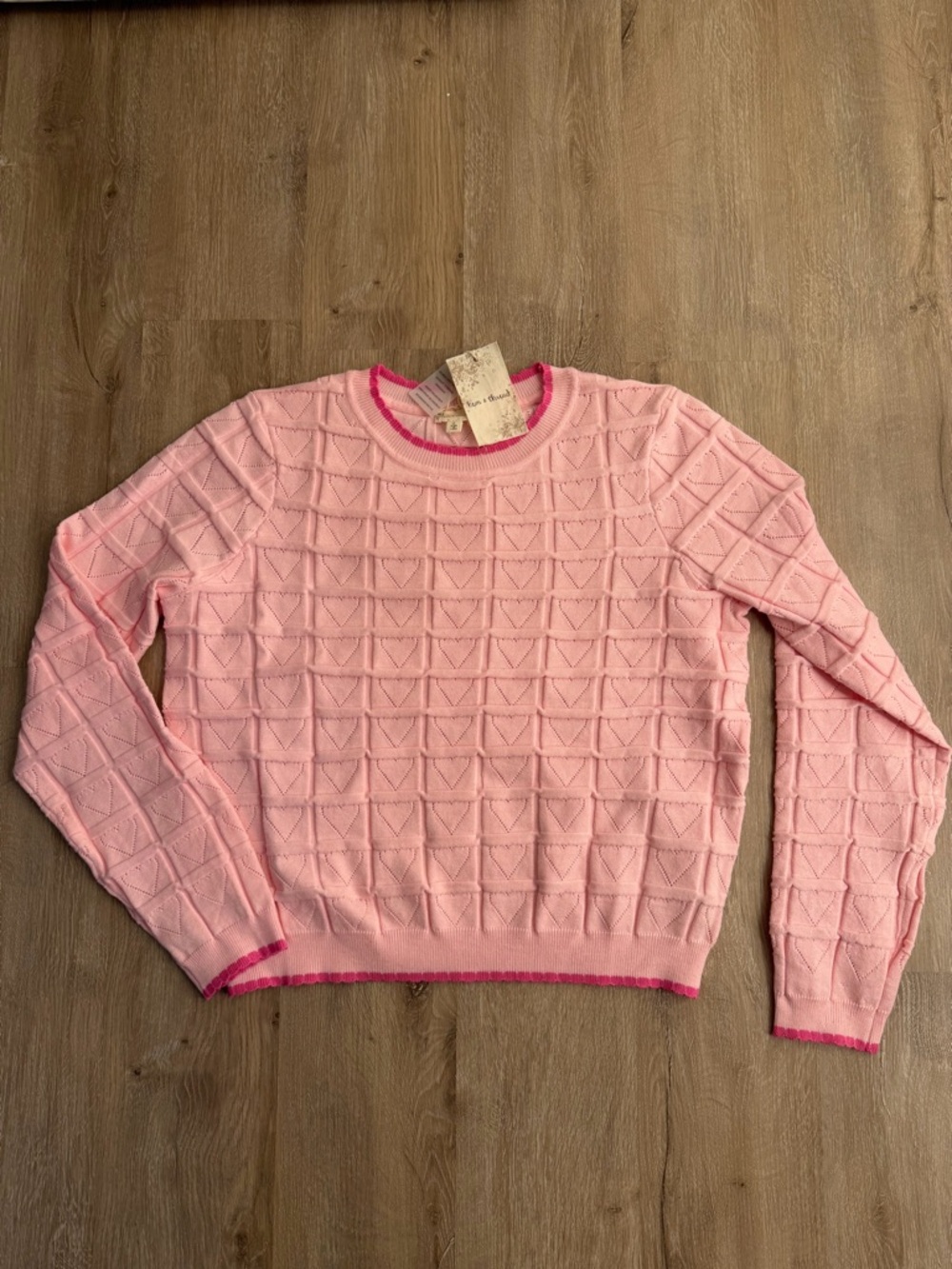 Pink Hearts Crewneck Knit Sweater